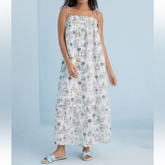 crown & ivy Dresses & Skirts - Sewing Down South X Crown & Ivy Taylor Printed Maxi Dress with Beaded Tassels